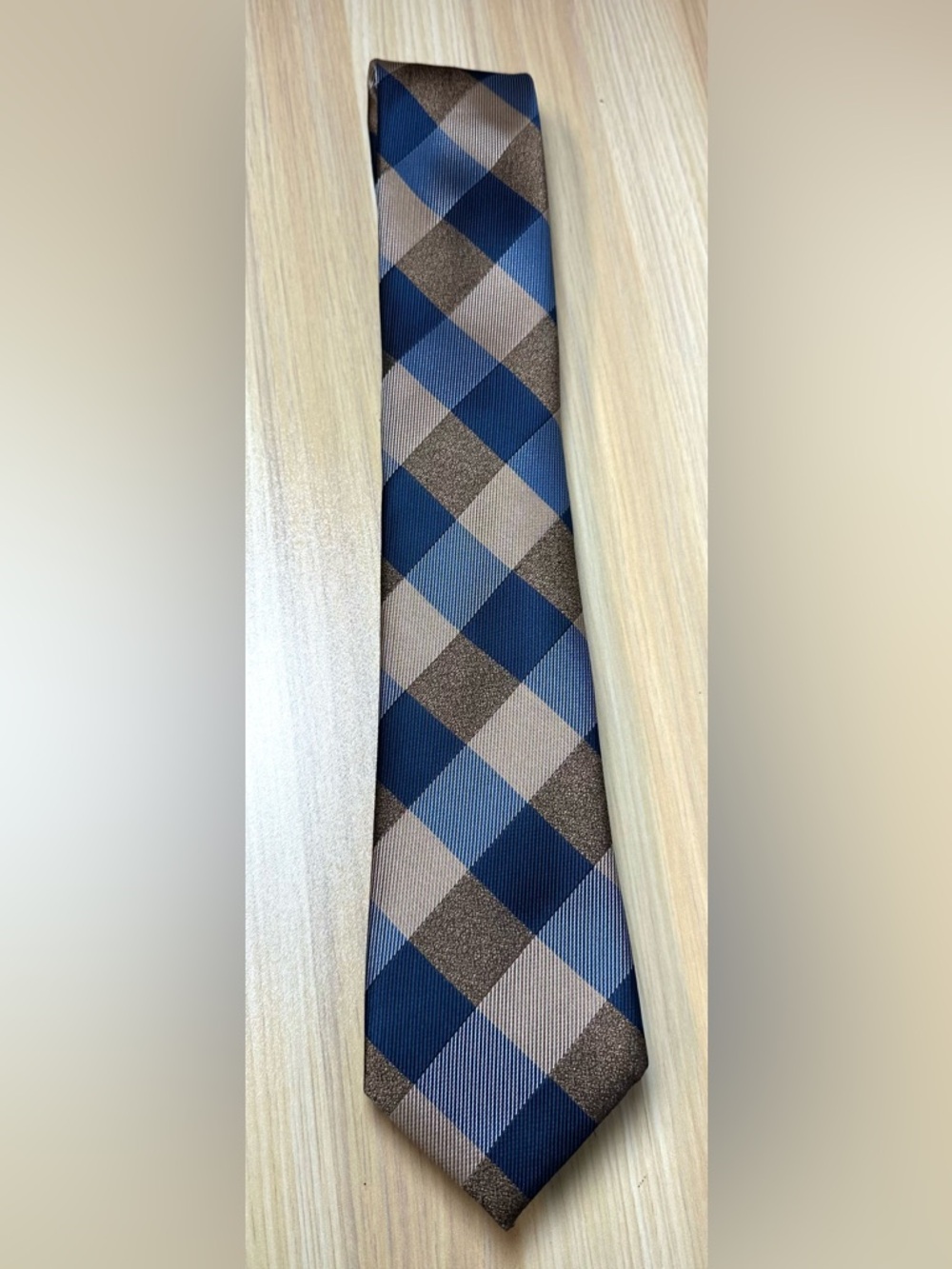 Bespoke Blue and Brown Plaid  Tie